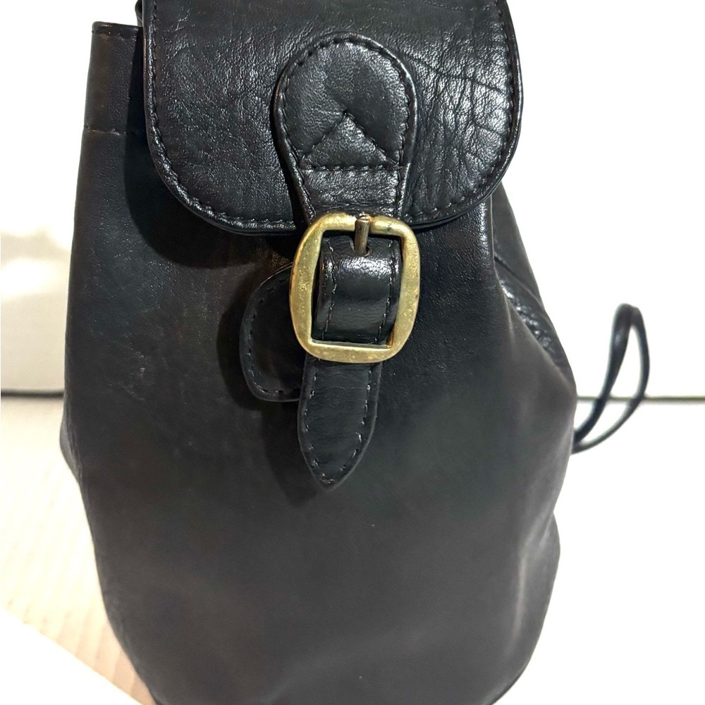 HOBO Black Leather Backpack with Gold Buckle